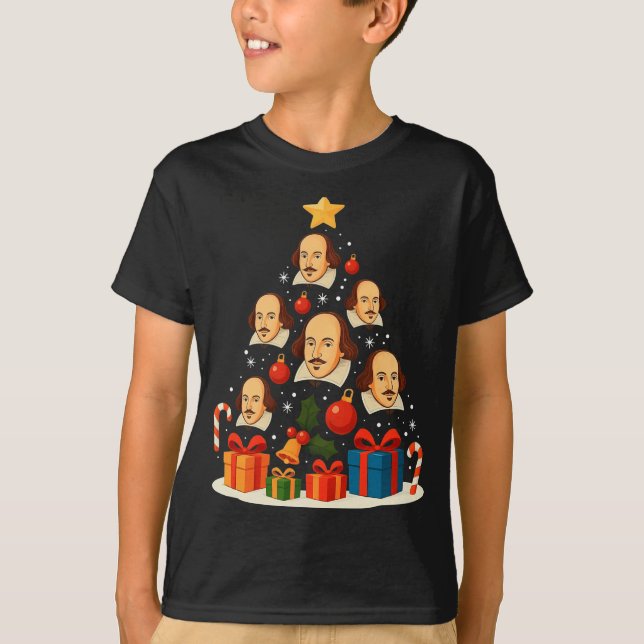 Shakespeare English Literature Christmas Tree Xmas T Shirt (Framsida)