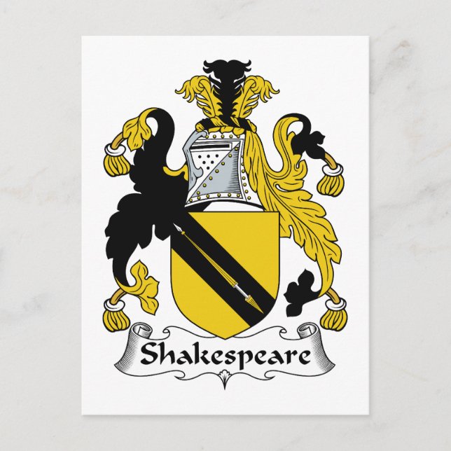 Shakespeare Family Crest Vykort (Framsida)