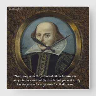 Shakespeare & Famous Feelings Citat Vägglocka Fyrkantig Klocka