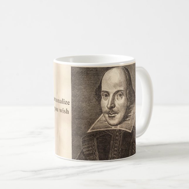 Shakespeare första folioporträtt - med Ben Jonson Kaffemugg (Framsida höger)