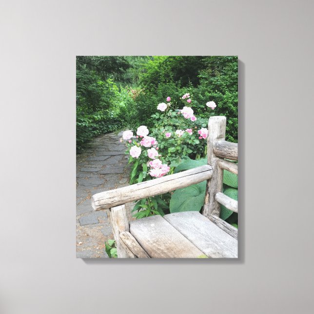 Shakespeare Garden Central Park NYC Rosa ros Canvastryck (Framsida)