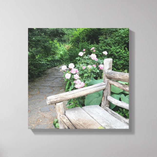Shakespeare Garden Central Park NYC Rosa ros Canvastryck (Framsida)
