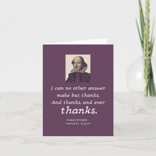 Shakespeare Gratitude Elegant Lila Literary Tack Kort