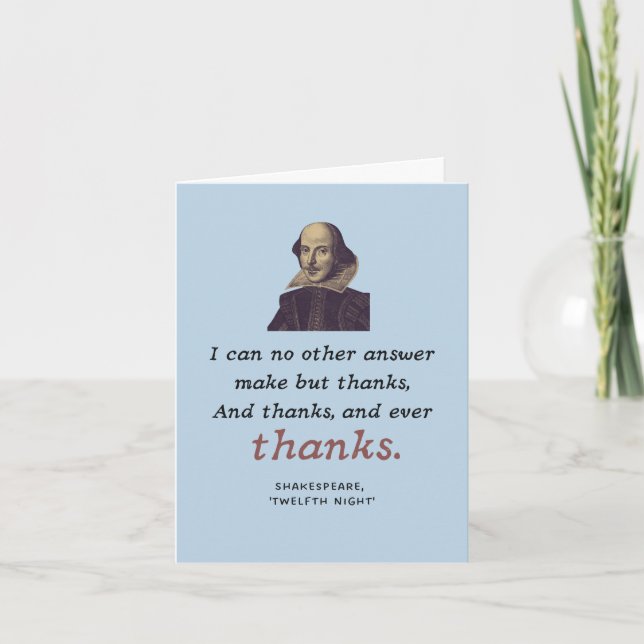 Shakespeare Gratitude Elegant Literary Bookish Tack Kort (Framsida)