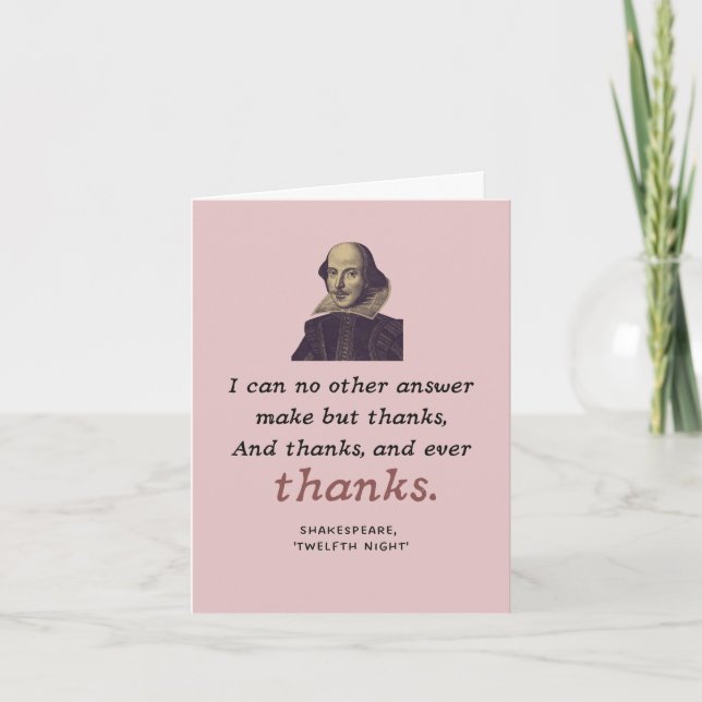 Shakespeare Gratitude Literary Bookish British Tack Kort (Framsida)