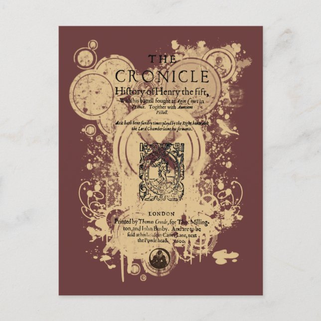 Shakespeare Henry V Quarto Front Biet Vykort (Framsida)