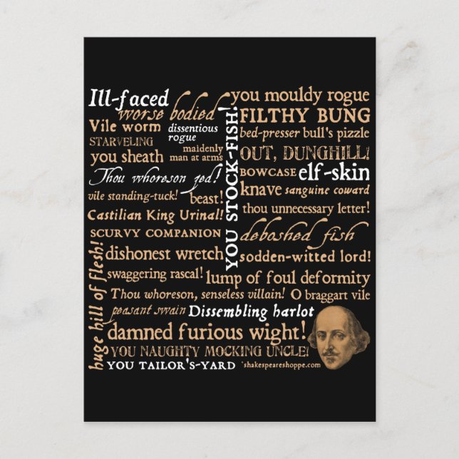 Shakespeare Insults Collection Vykort (Framsida)