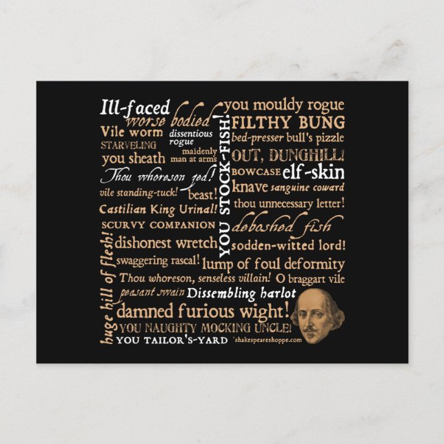 Shakespeare Insults Collection Vykort (Framsida)