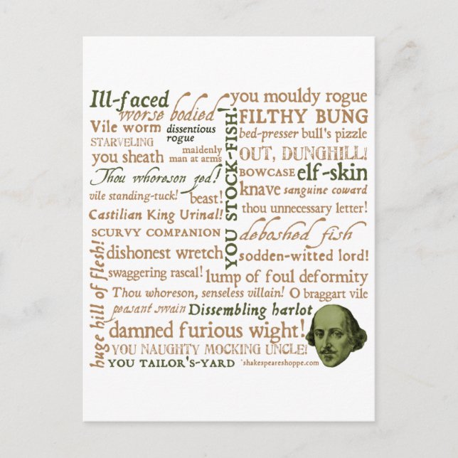Shakespeare Insults Collection Vykort (Framsida)