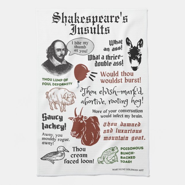 Shakespeare Insults Funny Bookish Theater Fläkt Kökshandduk (Vertikal)