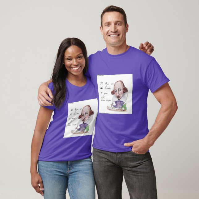 Shakespeare Karikatyr & Berömd Tempest-citat  T Shirt (Unisex)
