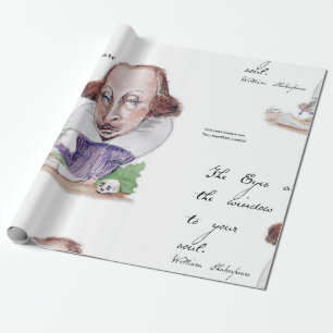 Shakespeare Karikatyr & Tempest-citat Presentpapper