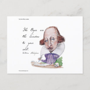 Shakespeare Karikatyr & The Tempest Citat Vykort