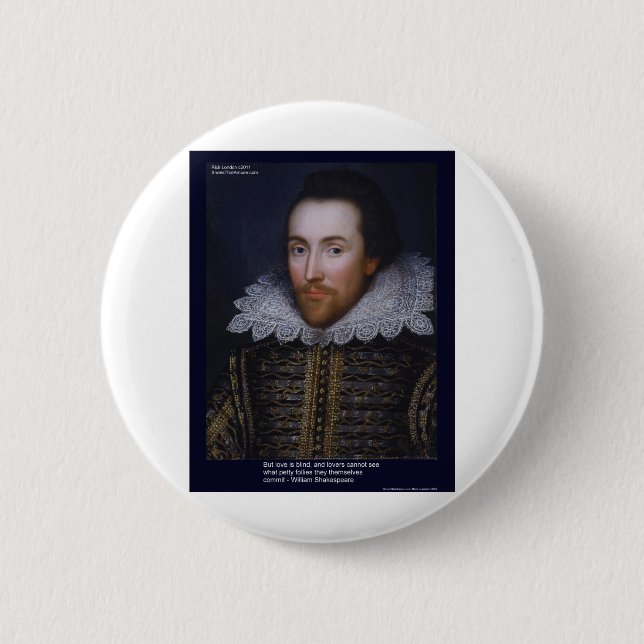 Shakespeare Kärlek/Blind Citat På Presentkort Mugg Knapp (Framsida)