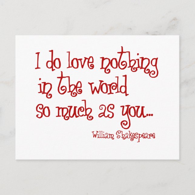 shakespeare kärlek röd vykort (Framsida)
