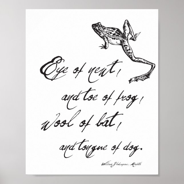 Shakespeare Macbeth Spell Quote & Frog Halloween Poster (Framsidan)