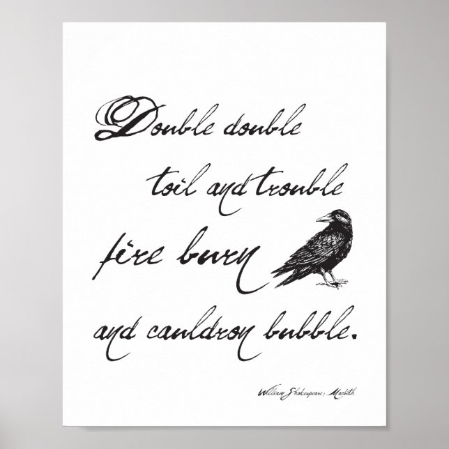 Shakespeare Macbeth Spell Quote och Kråka Hallowee Poster (Framsidan)