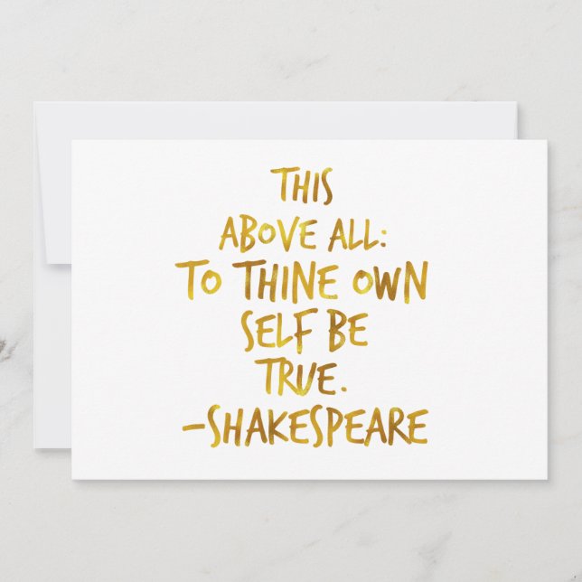 Shakespeare Motivational Quote Guld Faux Foil (Framsida)
