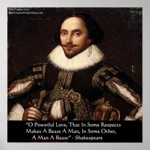 Shakespeare "O Mäktiga Kärlek" Citat Affisch av Ri