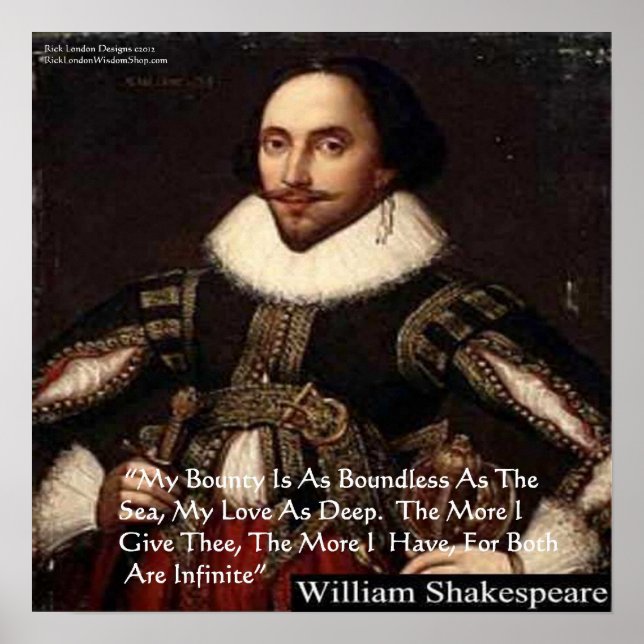 Shakespeare "Oändlig kärlek" Kärlekscitat Affisch (Framsidan)