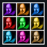 Shakespeare Pop Art Poster<br><div class="desc">Den här färgstarka popkonversionen av Shakespeare är ett roligt sätt att uttrycka kärlek i Avonbukten. Finns på ett stort antal t-shirts och presenter.</div>