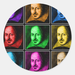 Shakespeare popkonst runt klistermärke