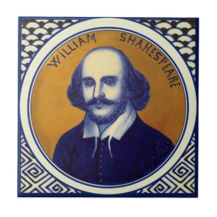 Shakespeare Porträtt Antique Cobalt Copeland Repro Kakelplatta