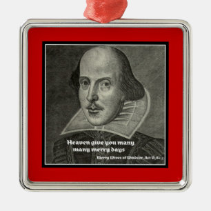 SHAKESPEARE PORTRÄTT MED CITATIONSTECKEN JULGRANSPRYDNAD METALL