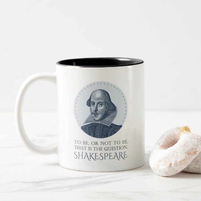 Shakespeare Porträtt med eller utan citat Två-Tonad Mugg (Med munk)
