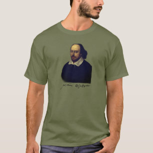 Shakespeare porträtt och namnteckning t shirt