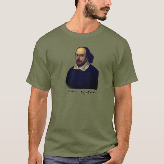 Shakespeare porträtt och namnteckning t shirt (Framsida)