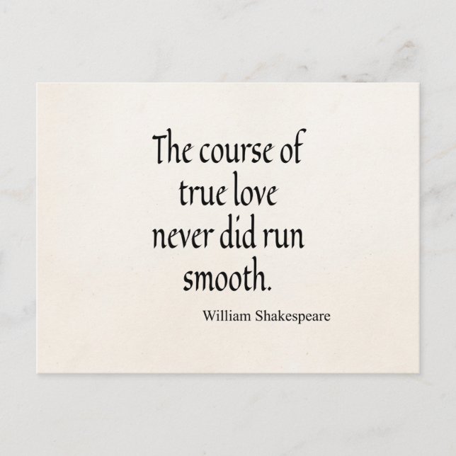 Shakespeare Quote Course of Äkta kärlek Springa Sm Vykort (Framsida)