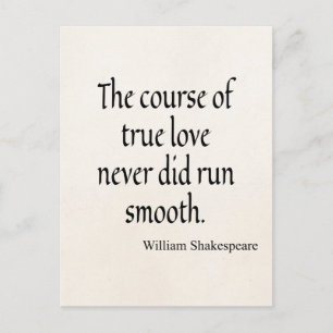 Shakespeare Quote Course of Äkta kärlek Springa Sm Vykort