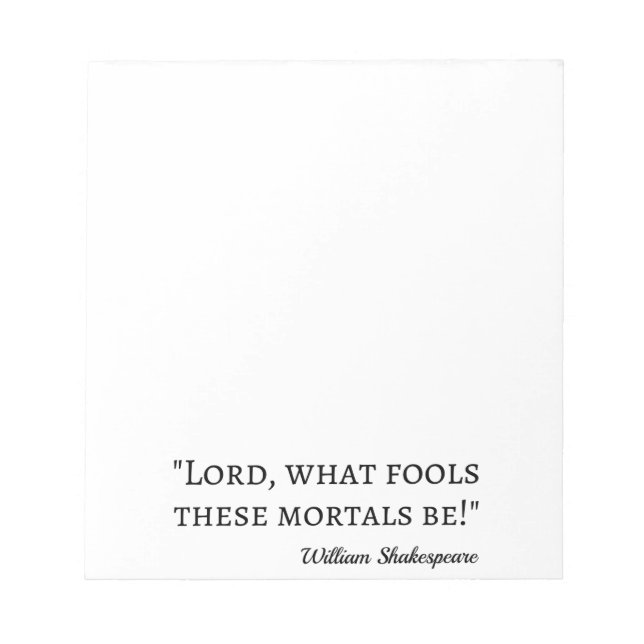 Shakespeare Quote - Fool Mortales I Anteckningsblock (Framsida)