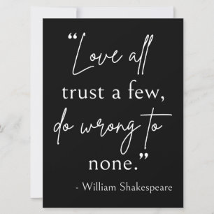 Shakespeare Quote - Kärlek, Trust och Fel II Inbjudningar
