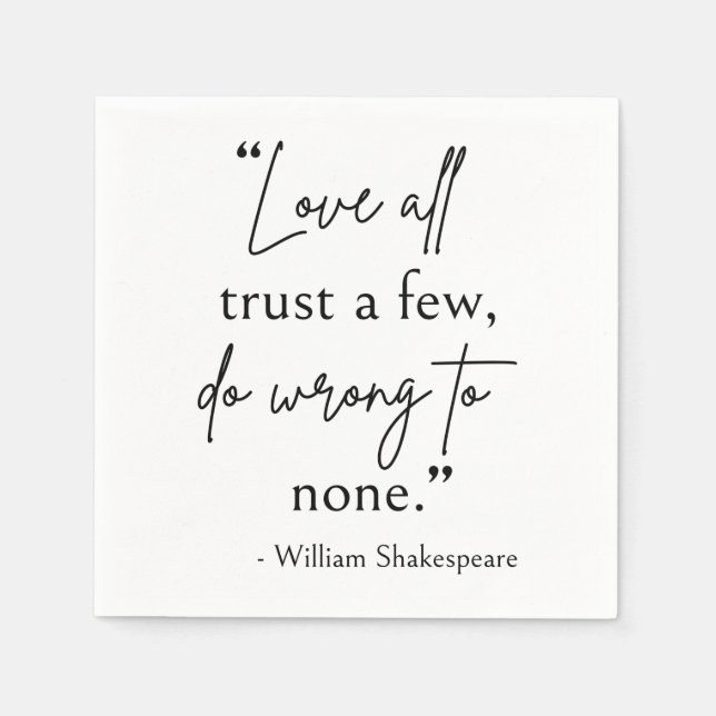 Shakespeare Quote - Kärlek, Trust och Fel II Pappersservett (Framsidan)