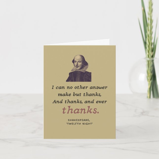 Shakespeare Quote Literary Gratitude Theater Tack Kort (Framsida)