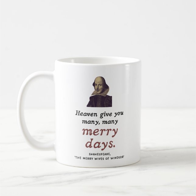 Shakespeare Quote Merry Days Grattis på födelsedag Kaffemugg (Vänster)