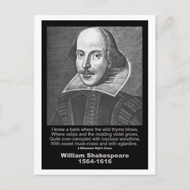 Shakespeare Quote Midsommarnattens Dream Vykort (Framsida)