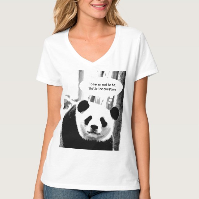 Shakespeare Quote Panda Bear Women's V-Nacke T Shirt (Framsida)
