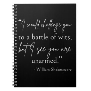 Shakespeare Quote - slaget vid Wits II Anteckningsbok
