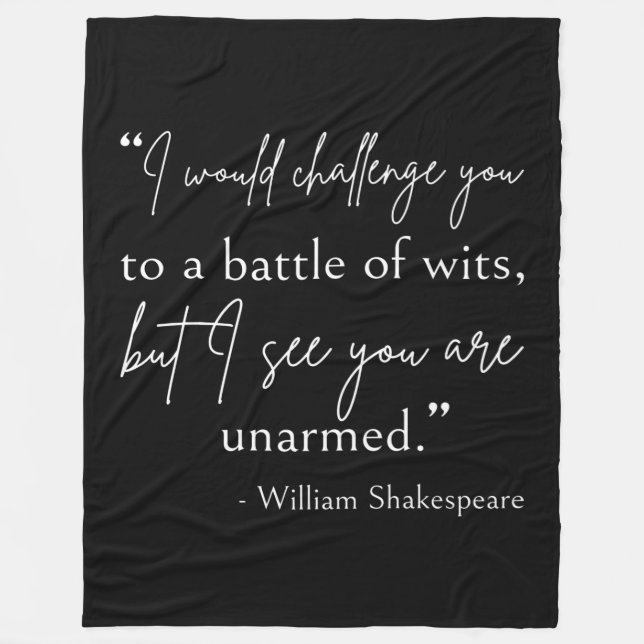 Shakespeare Quote - slaget vid Wits II Fleecefilt (Framsidan)