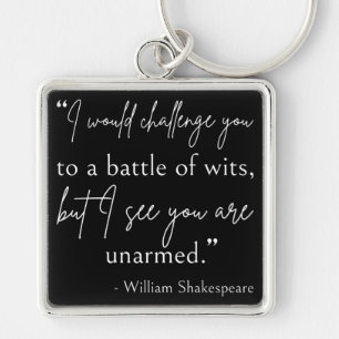 Shakespeare Quote - slaget vid Wits II Fyrkantig Silverfärgad Nyckelring