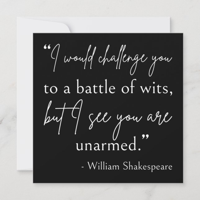 Shakespeare Quote - slaget vid Wits II Inbjudningar (Framsida)