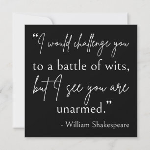 Shakespeare Quote - slaget vid Wits II Inbjudningar