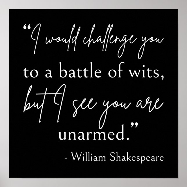 Shakespeare Quote - slaget vid Wits II Poster (Framsidan)