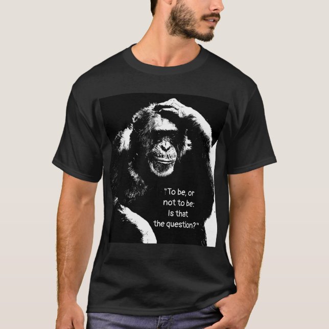 Shakespeare Quote Thinking Monkey Pop Art Manar T Shirt (Framsida)