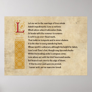 Shakespeare sonett 116 (CXVI) på Parchment Poster