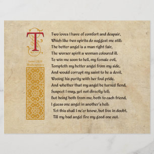 Shakespeare Sonett 144 (CXLIV) på Pergament Reklamblad