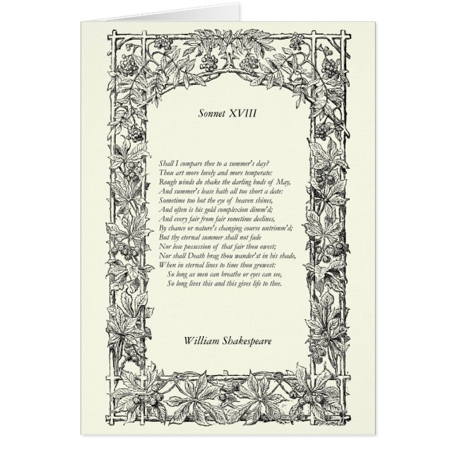Shakespeare sonett nr. 18 hälsningskort (Framsidan)